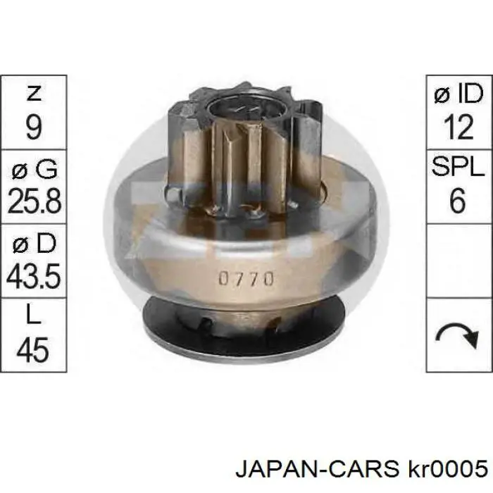 Бендикс стартера Japan Cars KR0005