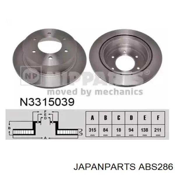 ABS286 Japan Parts датчик абс (abs передний левый)