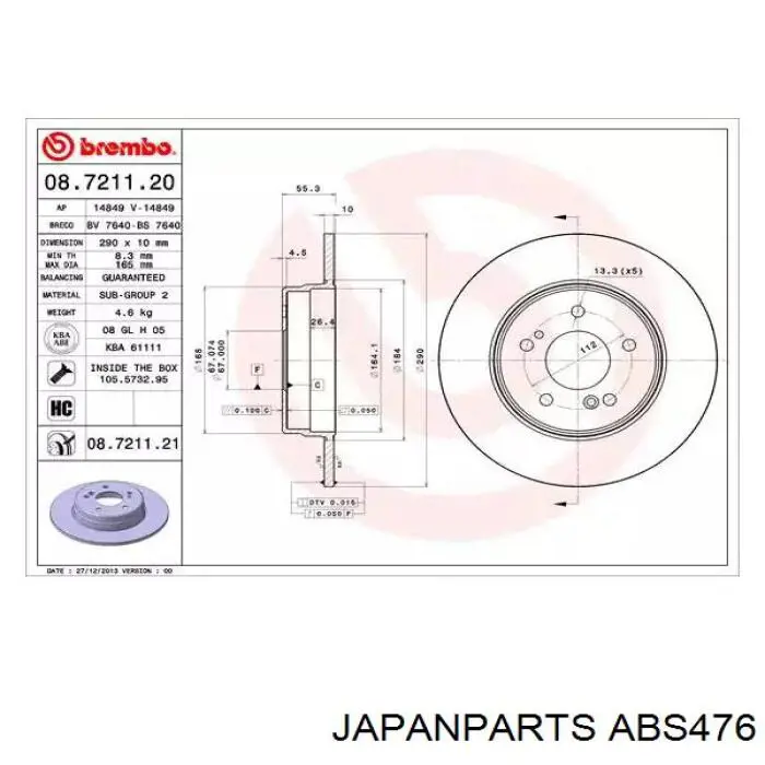 Датчик АБС (ABS) передний, правый Honda 57450S1AE02 цена, от 43.55 USD