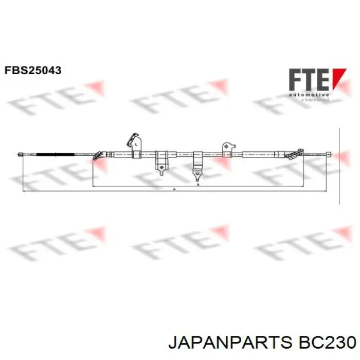 BC-230 Japan Parts трос ручного тормоза задний левый