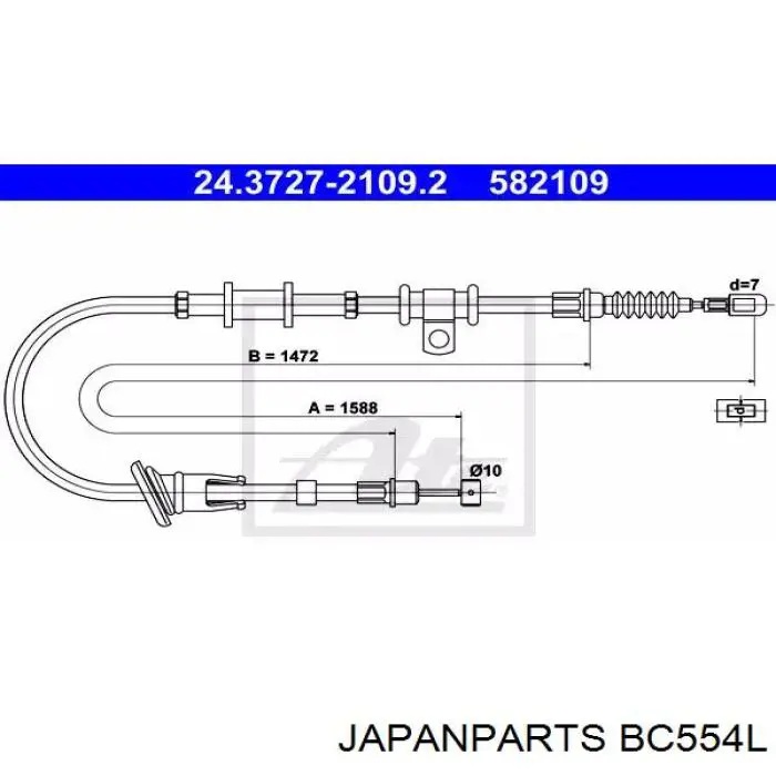Купить BC554L Japan Parts Трос стояночного тормоза задний левый