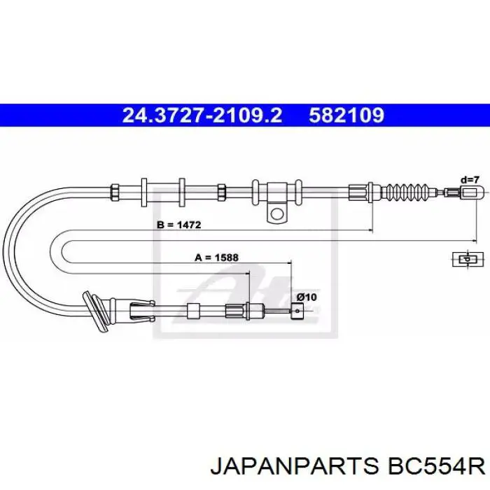 BC554R Japan Parts Трос ручного тормоза задний, правый