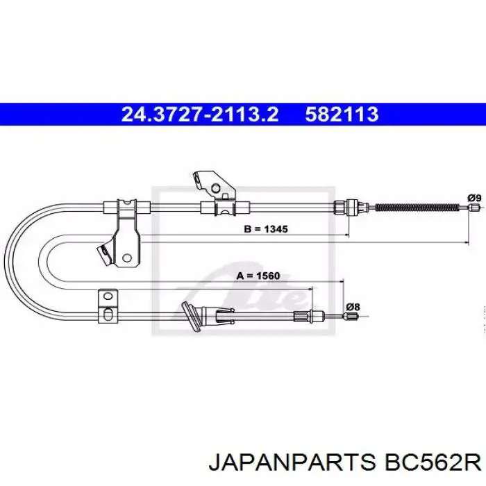 BC562R Japan Parts Трос ручного тормоза задний, правый