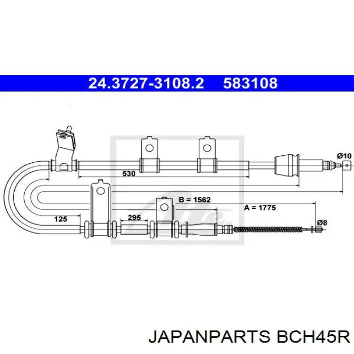 Задний правый трос ручника BCH45R Japan Parts