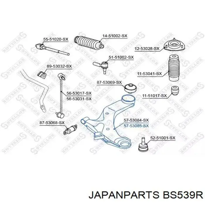 Купить 72539R Japko Нижний правый рычаг передней подвески