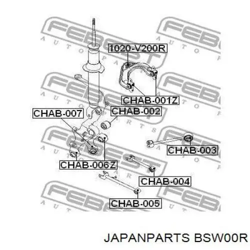 Рычаг задней подвески верхний правый Japan Parts BSW00R