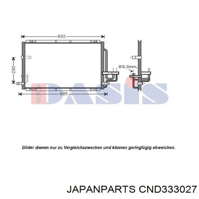 Радиатор кондиционера CND333027 Japan Parts