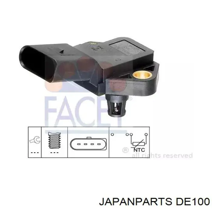 Датчик потока (расхода) воздуха, расходомер M.A.F. - (Mass Airflow) Japan Parts DE100