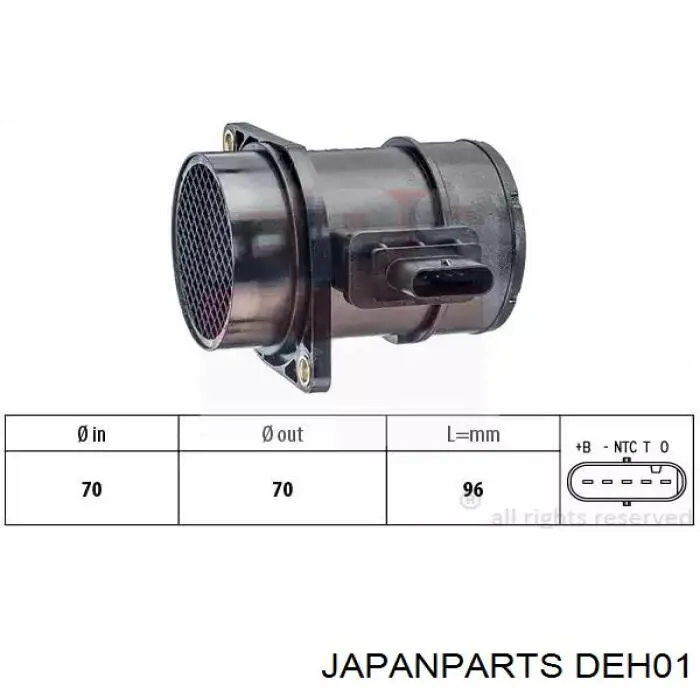 Датчик потока (расхода) воздуха, расходомер M.A.F. - (Mass Airflow) Japan Parts DEH01