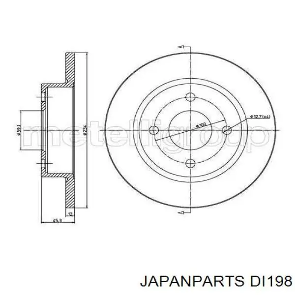 DI198 Japan Parts Диск тормозной передний