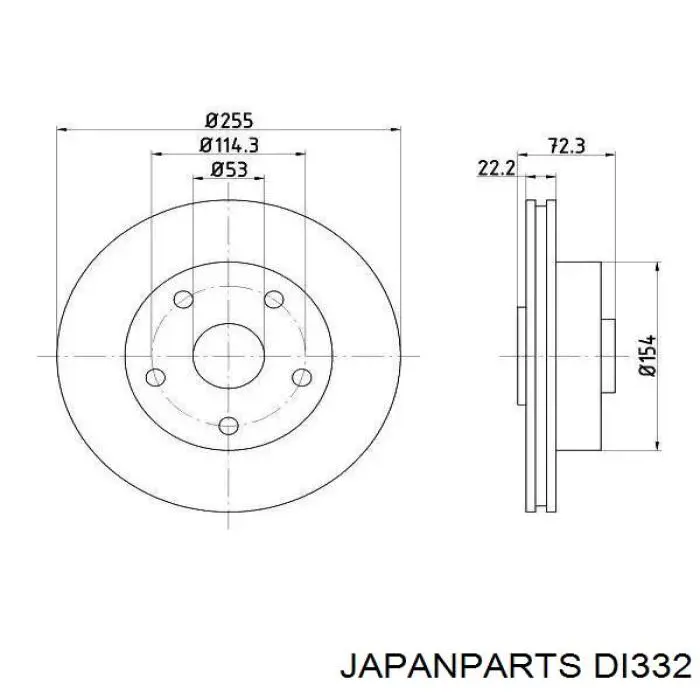 Передние тормозные диски DI332 Japan Parts