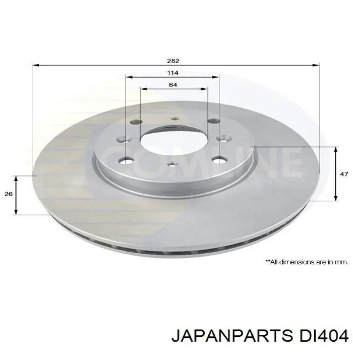 DI404 Japan Parts Диск тормозной передний