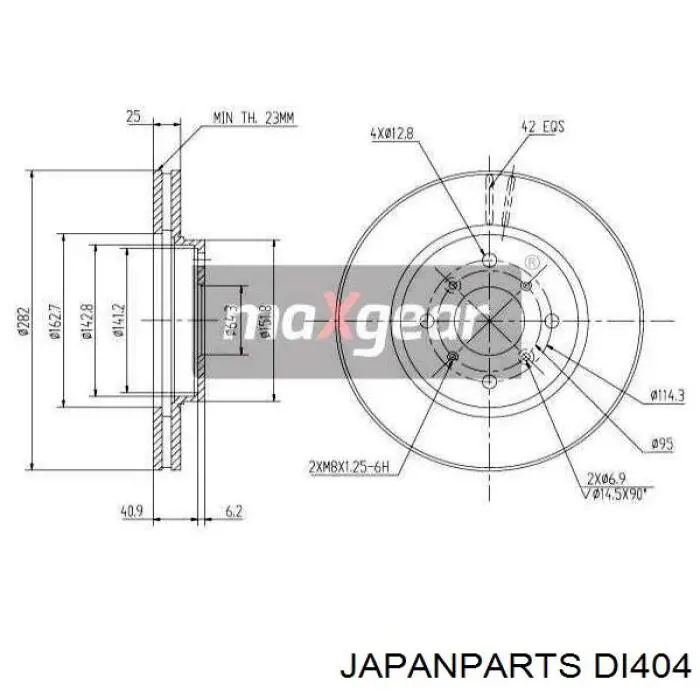 Тормоз дисковый передний Japan Parts DI404 цена, от 24.67 USD