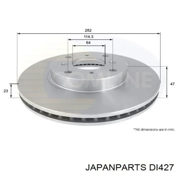 Передние тормозные диски DI427 Japan Parts