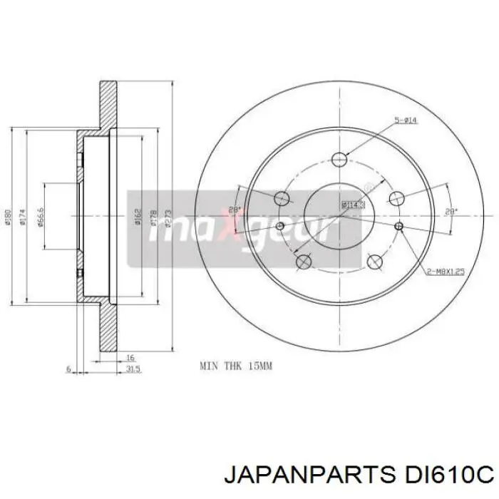 Передние тормозные диски DI610C Japan Parts