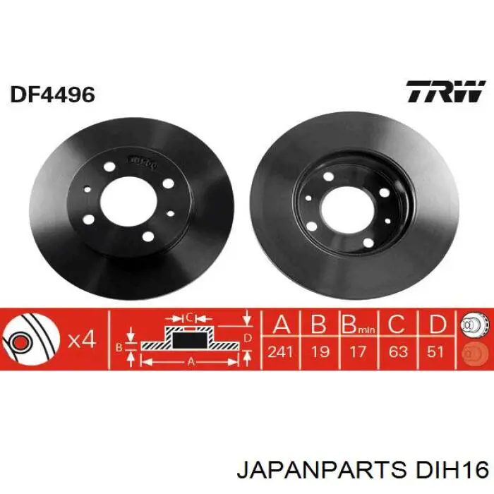Тормоз дисковый передний Japan Parts DIH16 цена, от 27.41 USD