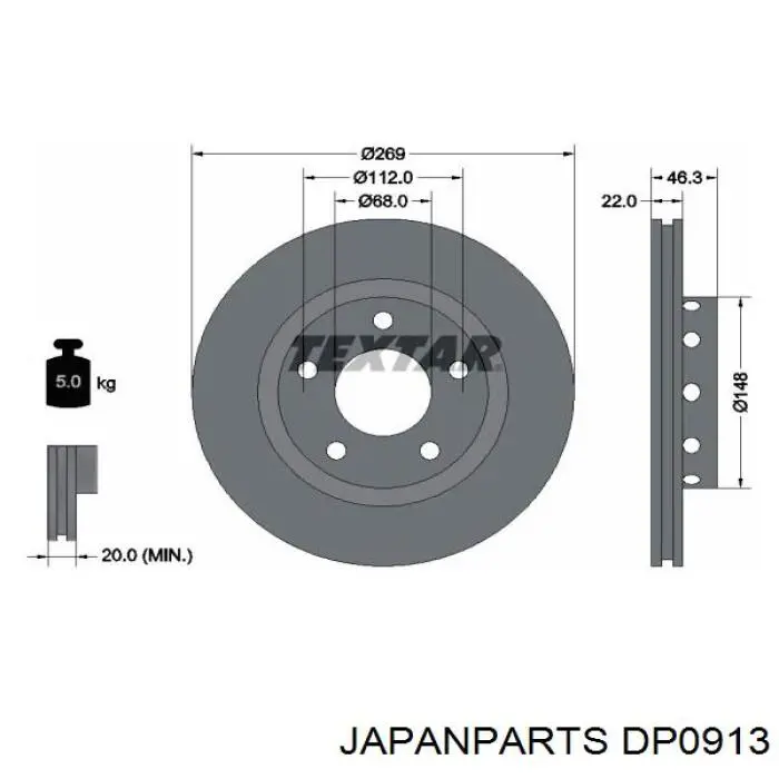 Тормозные диски DP0913 Japan Parts