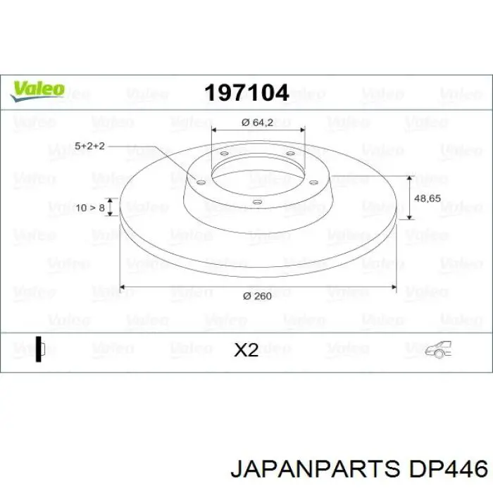 Задний дисковый тормоз Japan Parts DP446