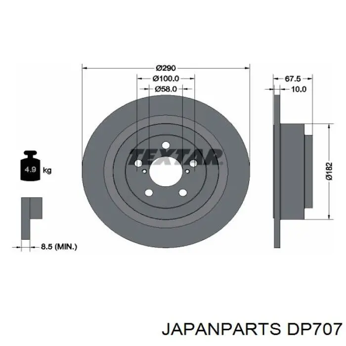 Тормозные диски DP707 Japan Parts