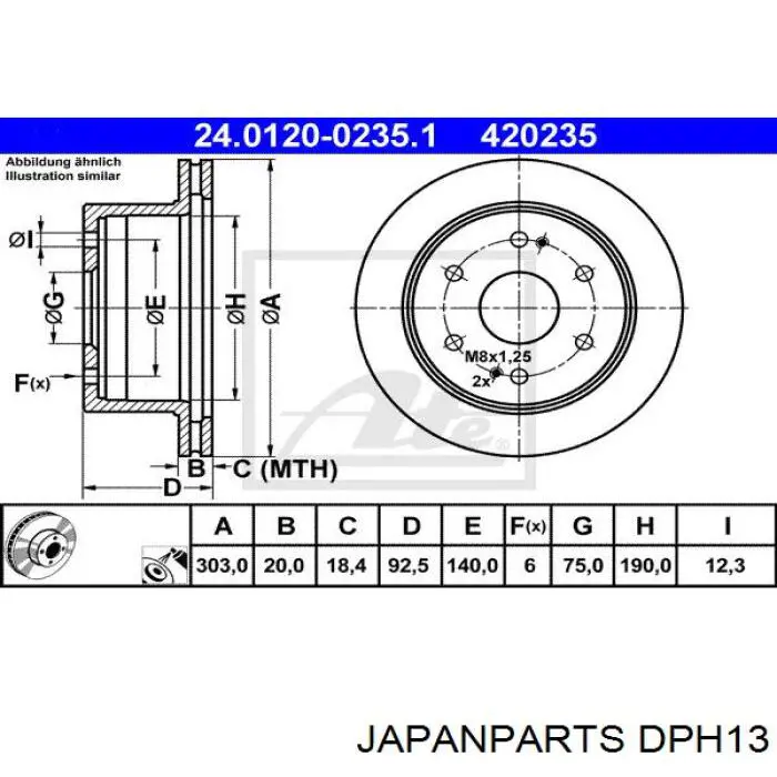 Тормозные диски DPH13 Japan Parts