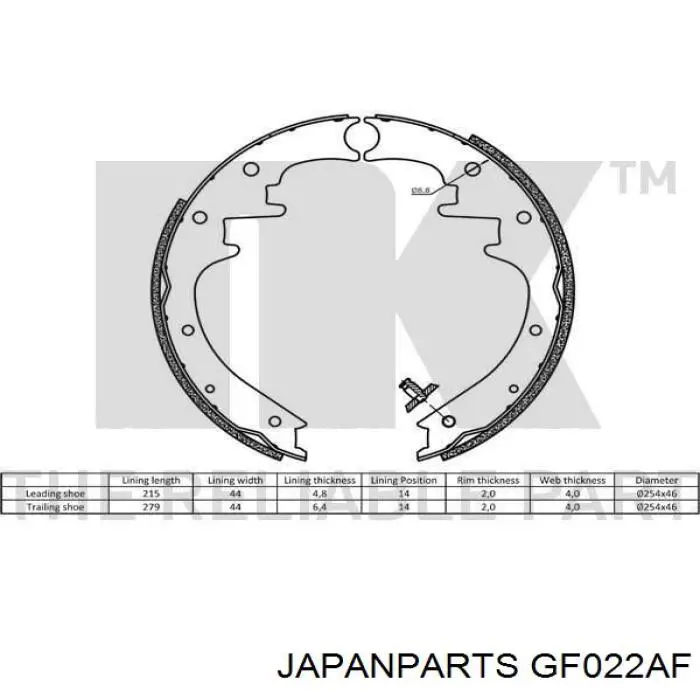 Задние барабанные колодки GF022AF Japan Parts