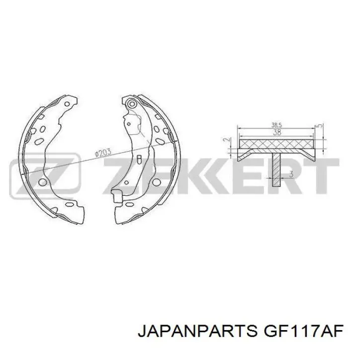 Задние барабанные колодки GF117AF Japan Parts