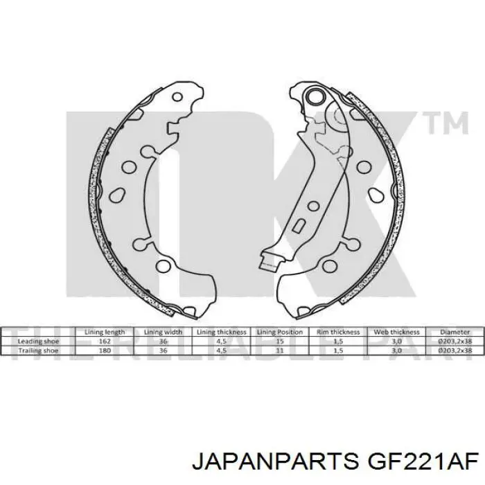 Барабанные колодки Japan Parts GF221AF
