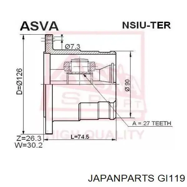 ШРУС наружный Japan Parts GI119