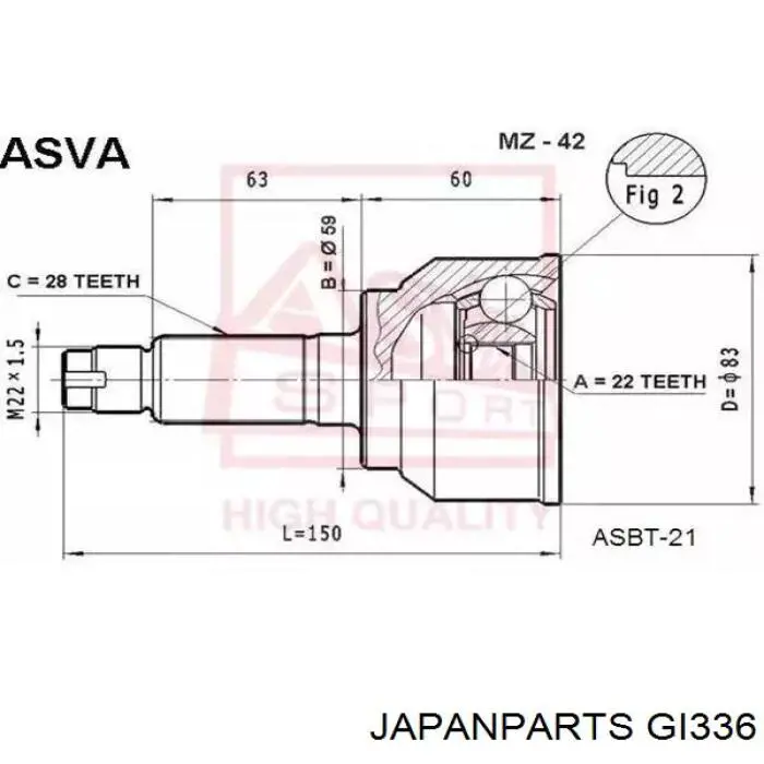 Купить GI336 Japan Parts Внешняя граната