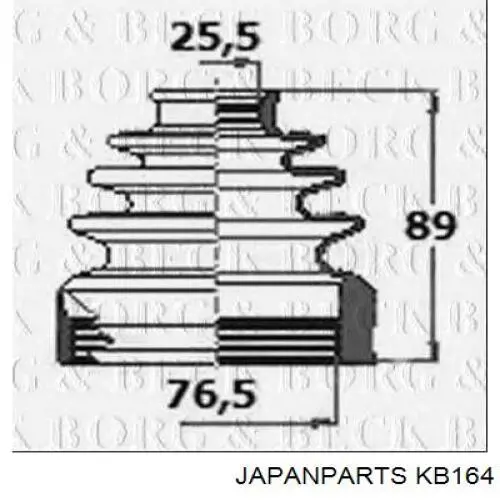 Купить KB164 Japan Parts Пыльник ШРУСа внутренний, передней полуоси, левый