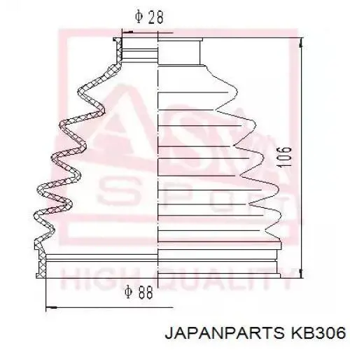 Пыльник ШРУСа наружный KB306 Japan Parts