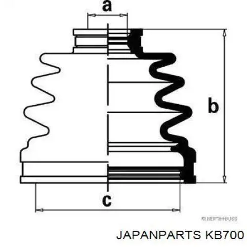 Купить KB700 Japan Parts Пыльник гранаты внутренний, передней полуоси