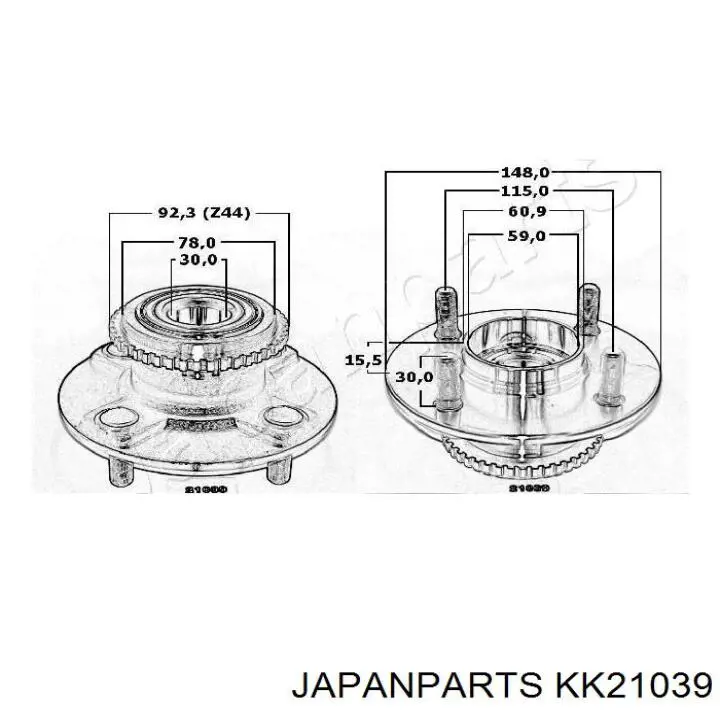 Ступица задняя Japan Parts KK21039