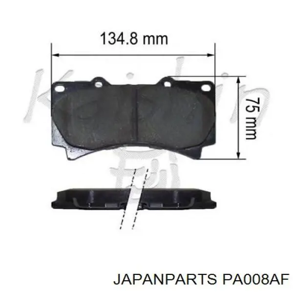 PA-008AF Japan Parts колодки тормозные передние дисковые