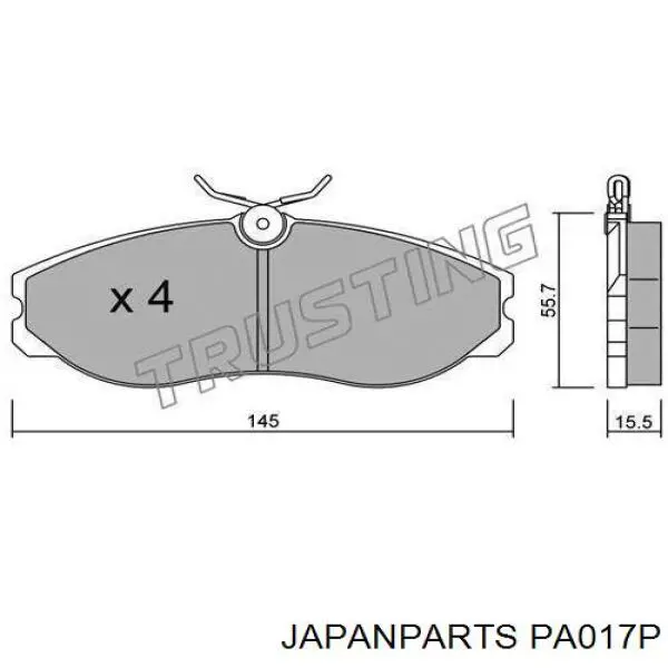 Передние тормозные колодки PA017P Japan Parts