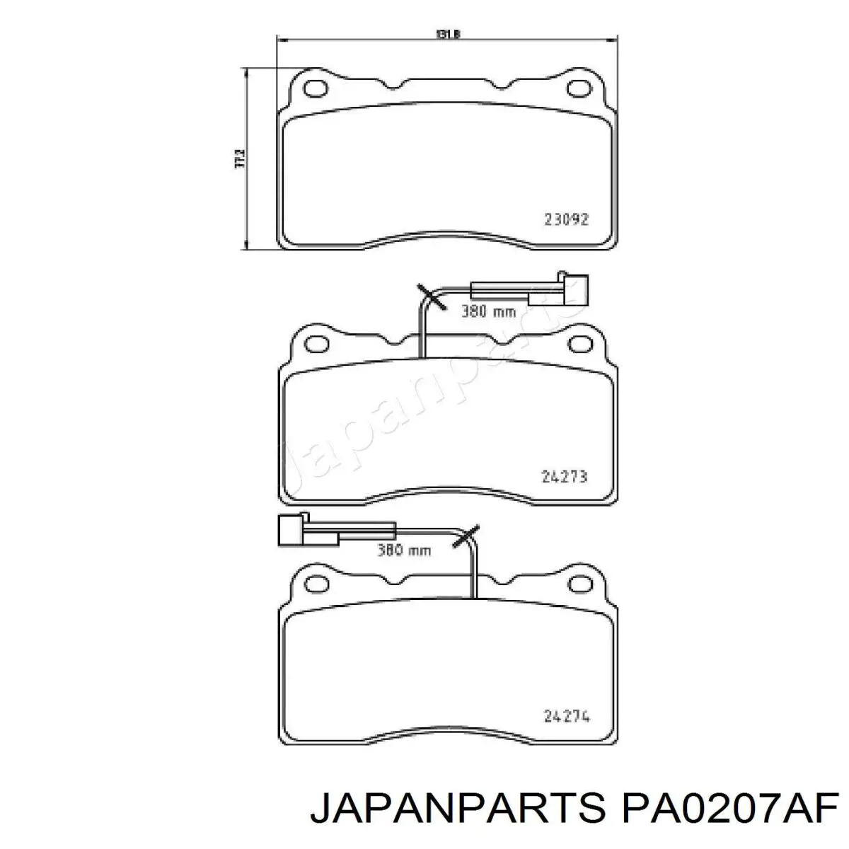 Передние тормозные колодки PA0207AF Japan Parts