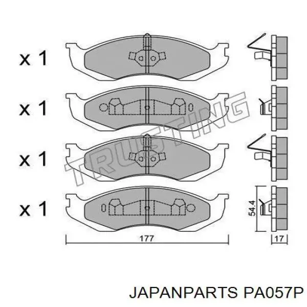 PA057P Japan Parts колодки тормозные передние дисковые