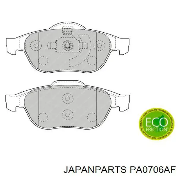 Передние тормозные колодки PA0706AF Japan Parts