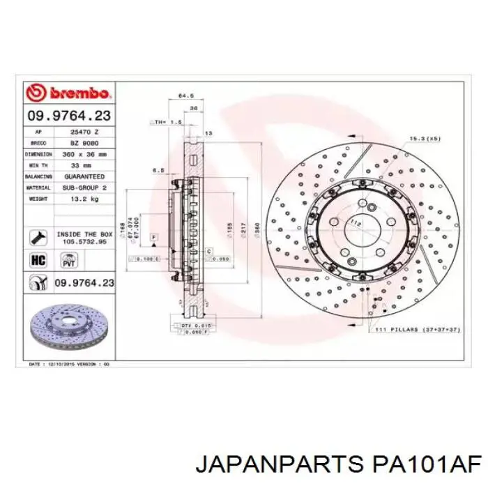 Купить PA101AF Japan Parts Колодки тормозные