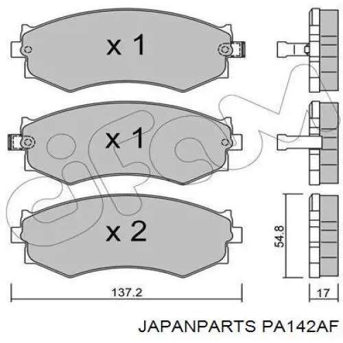 PA142AF Japan Parts колодки тормозные передние дисковые