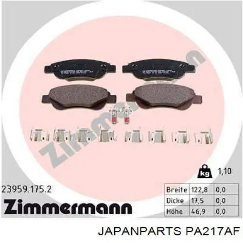 Колодки Japan Parts PA217AF цена, от 16.99 USD