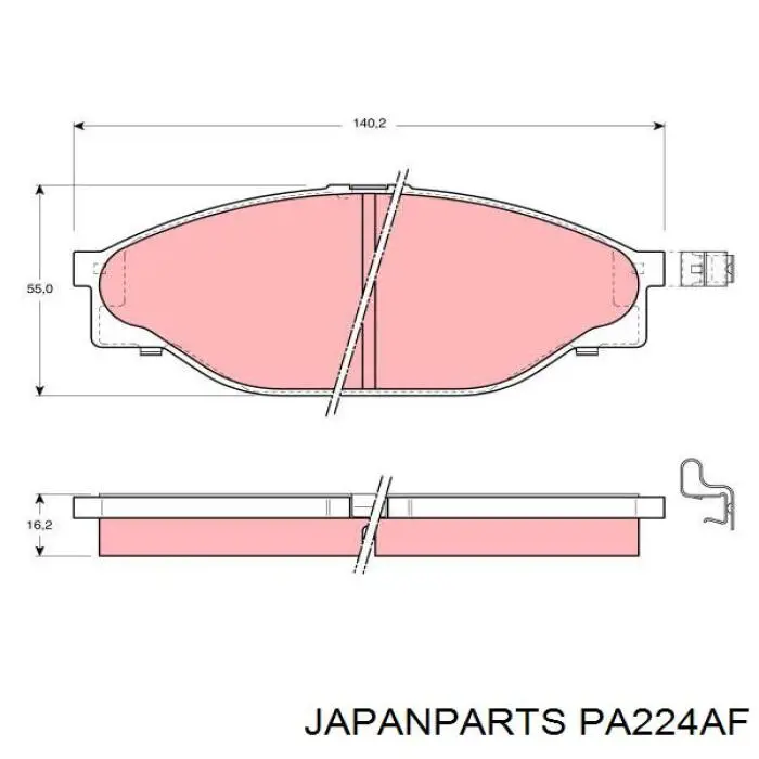 Передние тормозные колодки PA224AF Japan Parts