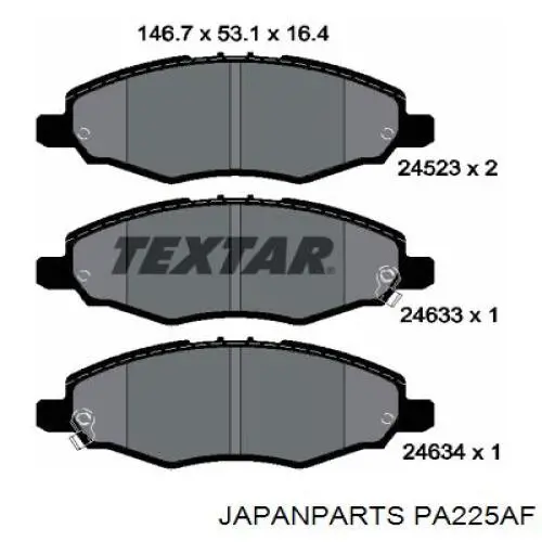 Передние тормозные колодки PA225AF Japan Parts