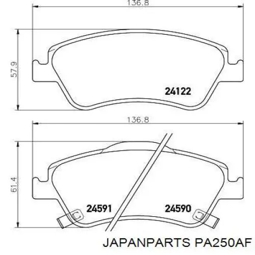 Передние тормозные колодки PA250AF Japan Parts