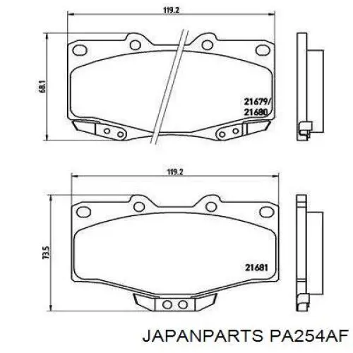 Тормозные колодки Japan Parts PA254AF