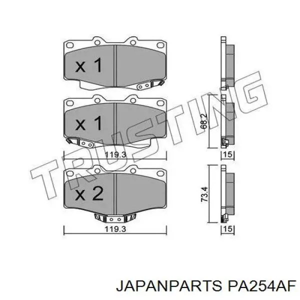 Колодки Japan Parts PA254AF цена, от 14.80 USD