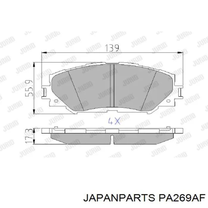 Колодки Japan Parts PA269AF цена, от 20.02 USD
