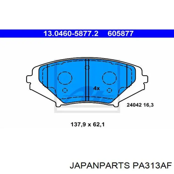Колодки Japan Parts PA313AF цена, от 23.21 USD