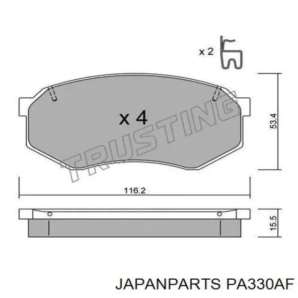 Передние тормозные колодки PA330AF Japan Parts