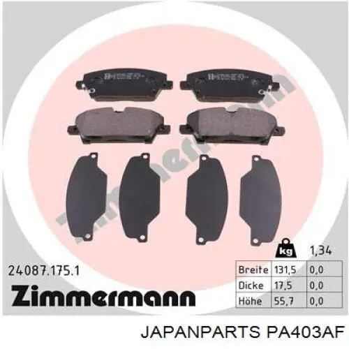 Передние тормозные колодки PA403AF Japan Parts